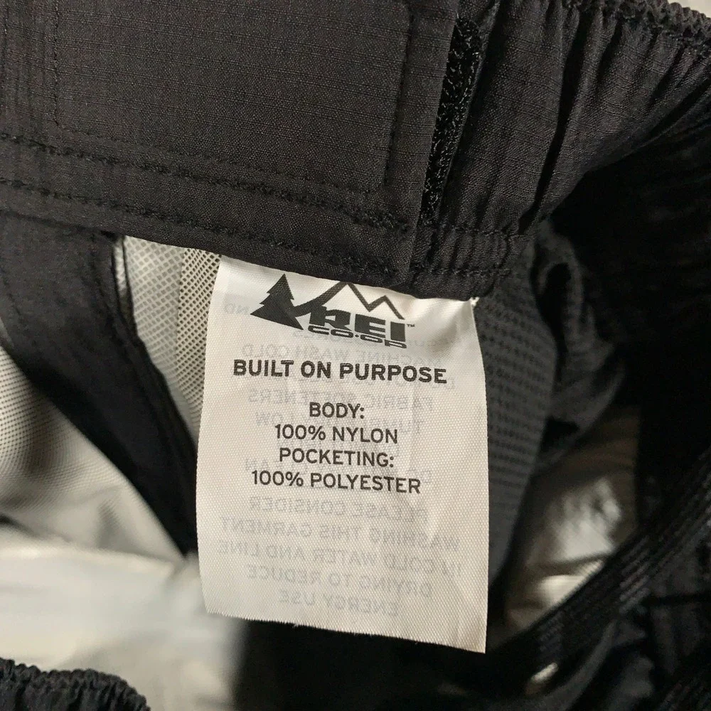 REI Co-op Essential Rain Pants Mens Medium Black Waterproof Hiking Ripstop Nylon